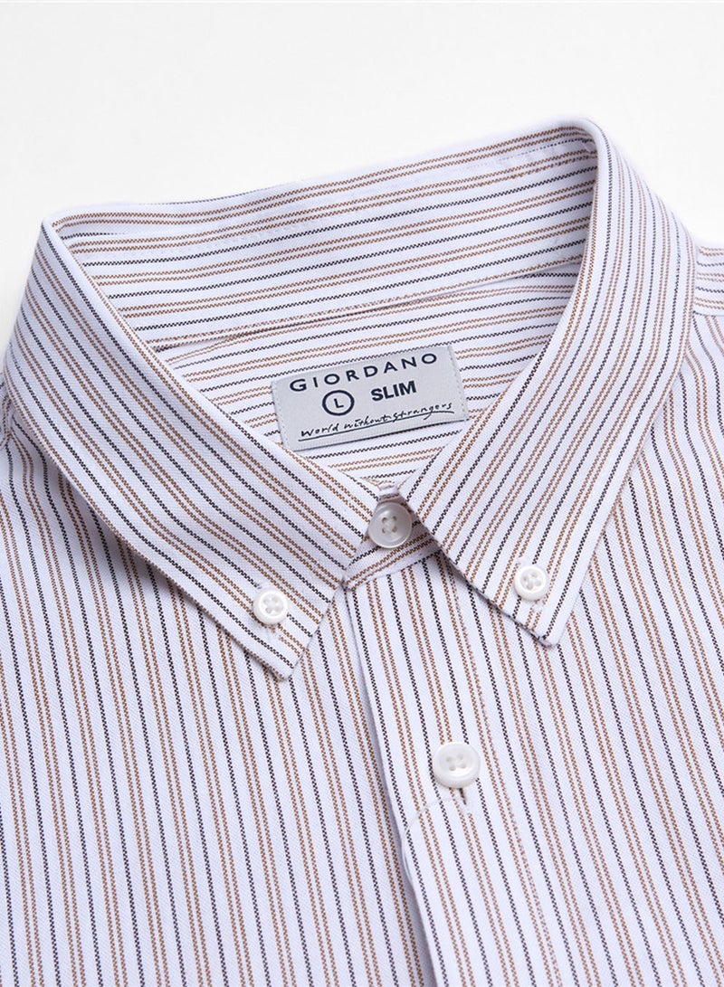 GIORDANO Men’s Cotton Slim Oxford Shirt with Embroidery - Image 3